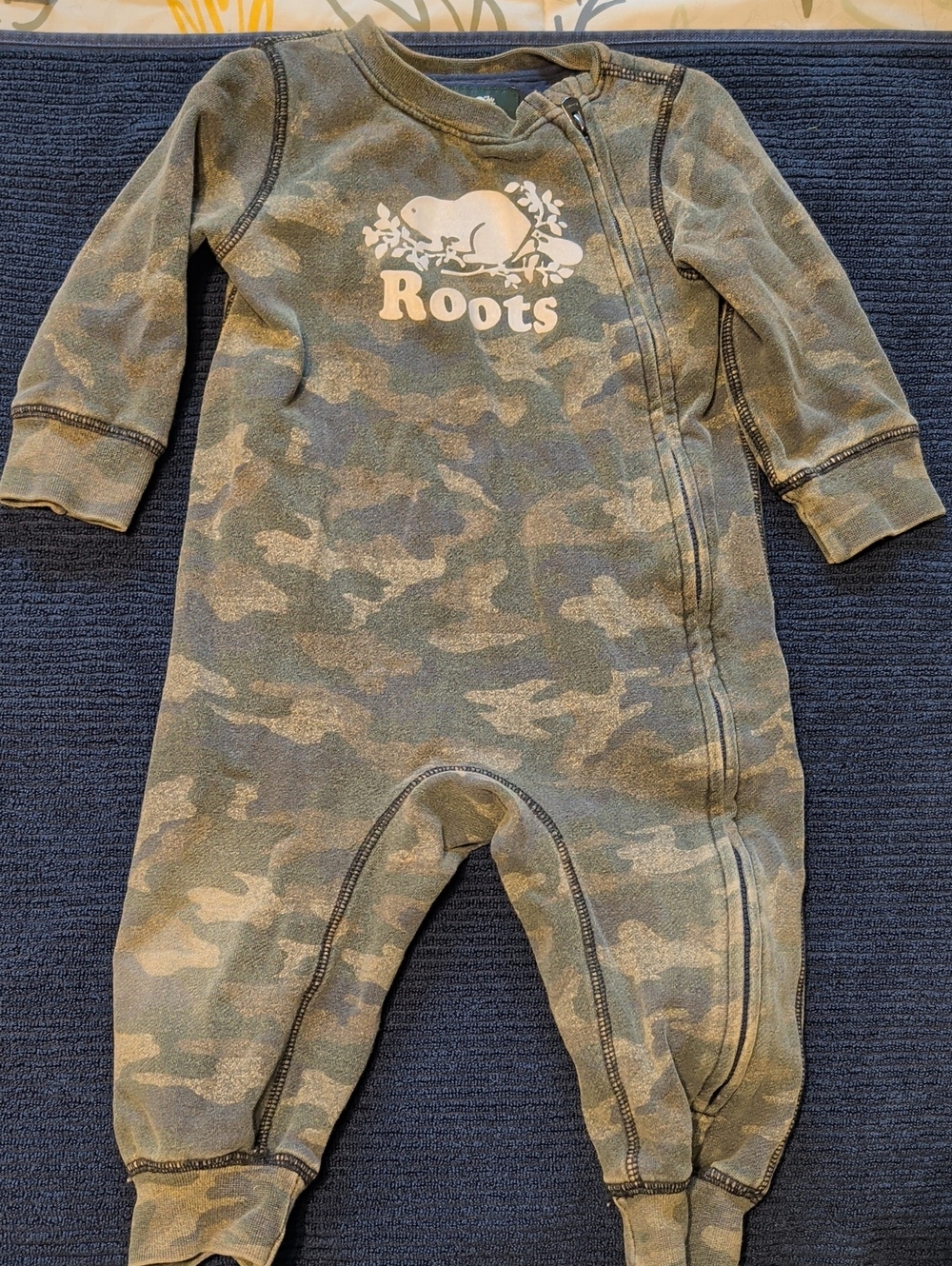 Roots Olive Green Camo Zip-Front Kids One-Piece